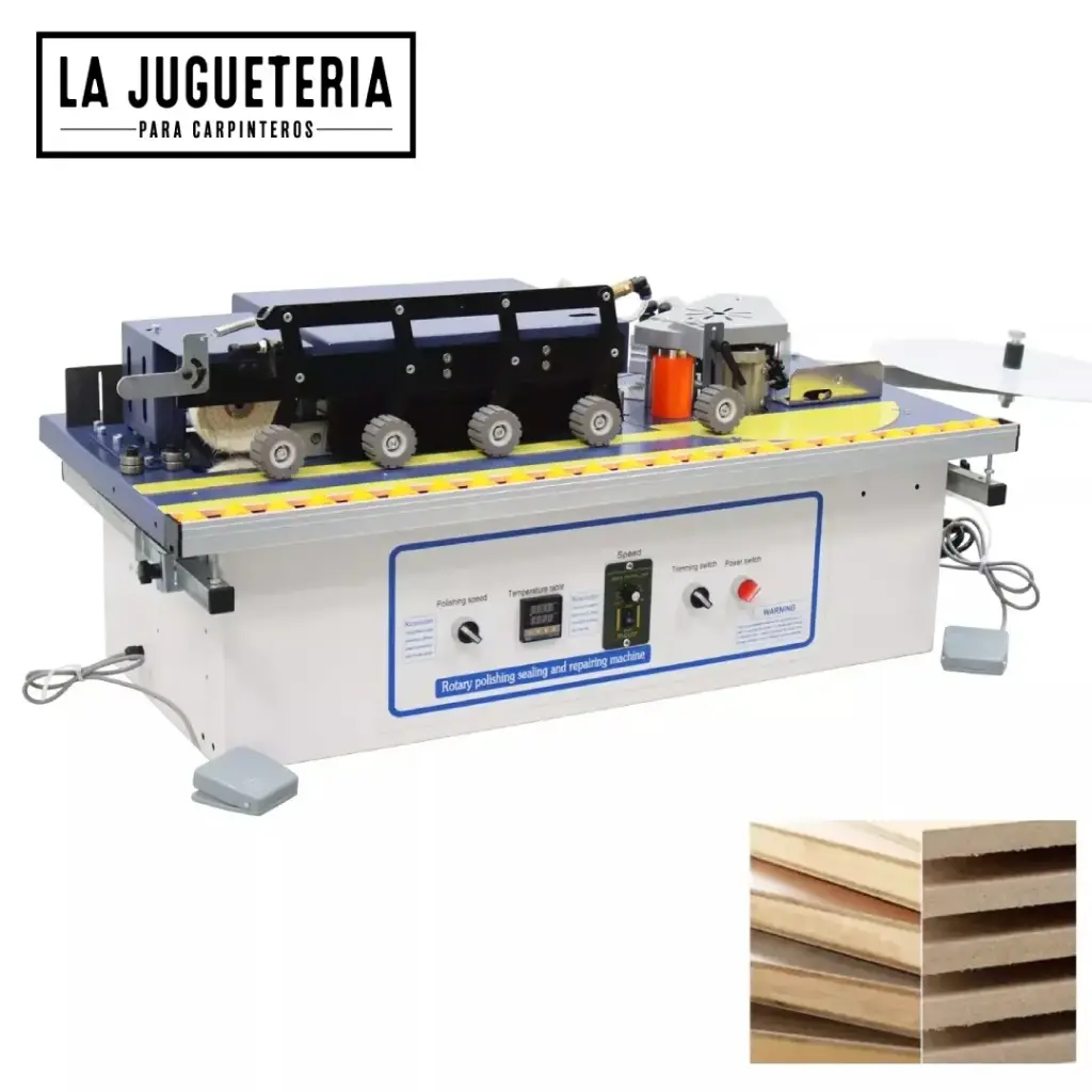 Enchapadora tapeteadora Automática Multifunción 110V – Aplicación y Pulido de Canto para MDF, Melamina y Contrachapado
