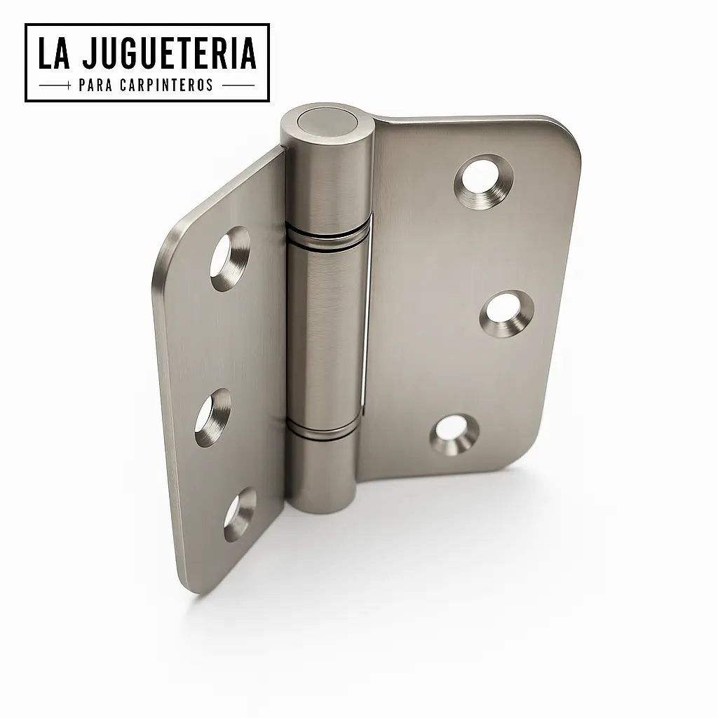 Bisagra con Resorte de Cierre Automático 3" Radio 5/8" – Niquelado Satinado 