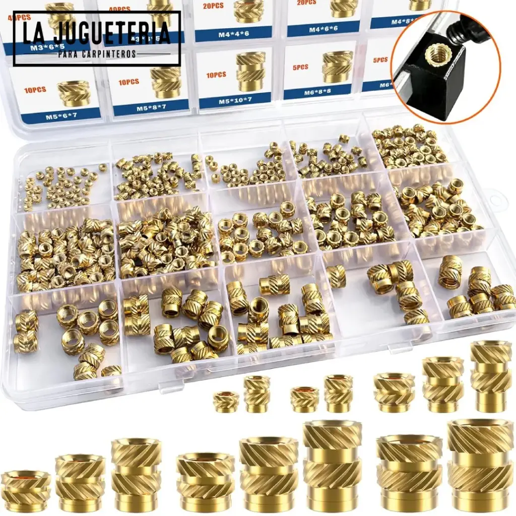 Kit de 400 Tuercas de Inserto Roscadas para Termofusión | Latón Moleteado Métrico M2 a M6 
