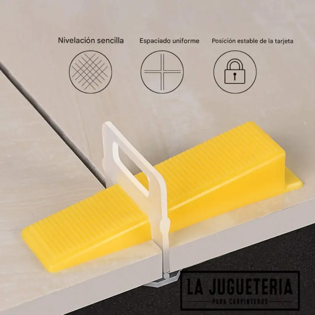 [A2011] Kit de Nivelación para Baldosas 1 mm – 100 Clips + 100 Cuñas Reutilizables para Instalación Precisa