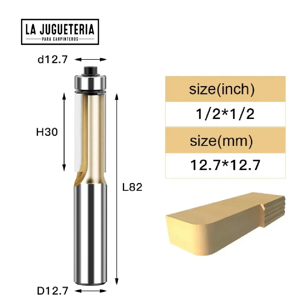 [A2032] Fresa Recta copiadora con Rodamiento de  1/2" de corte – Corte Preciso con Vástago de 1/2"  Ref:G112