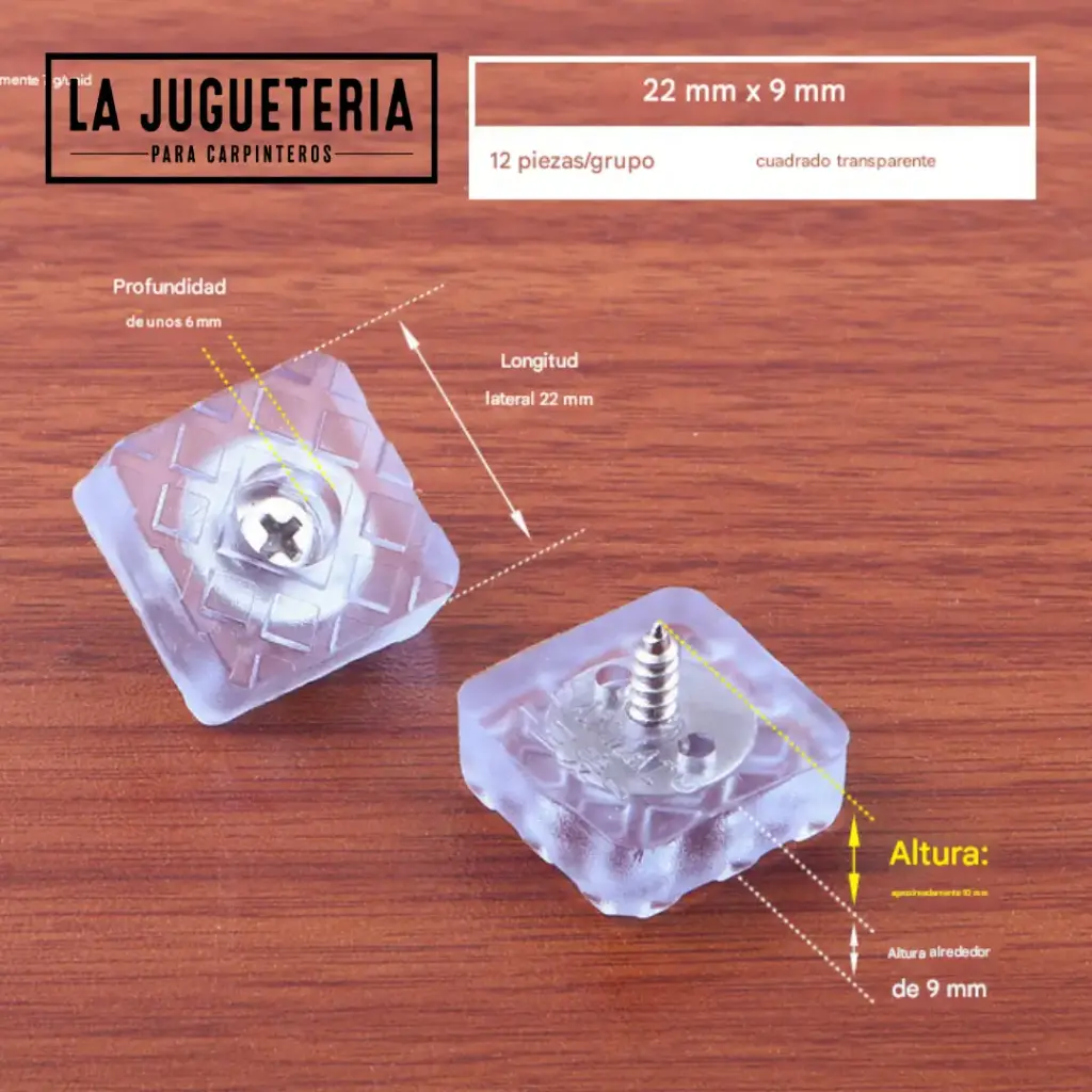 [A2052] Topes de Silicona Transparente 22×9 mm sin Tornillo