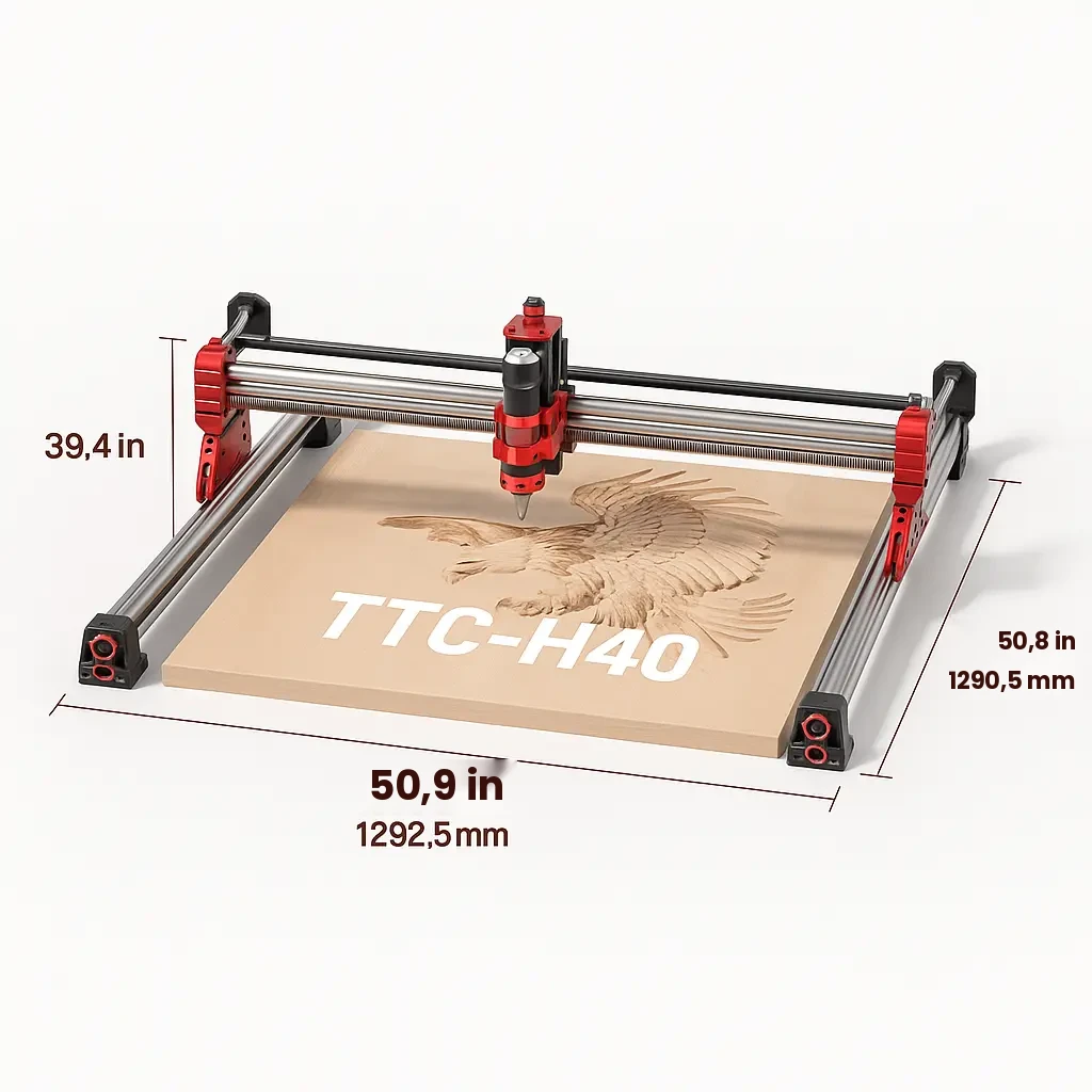 TTC-H40 CNC Router Machine área de grabado de 1000 x 1000 x 100 mm