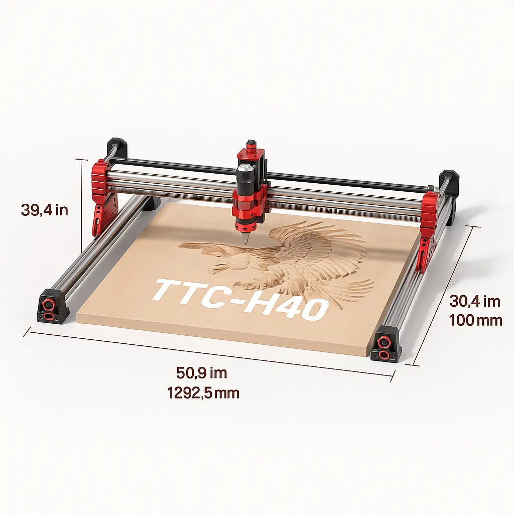TTC-H40 CNC Router Machine área de grabado de 1000 x 1000 x 100 mm