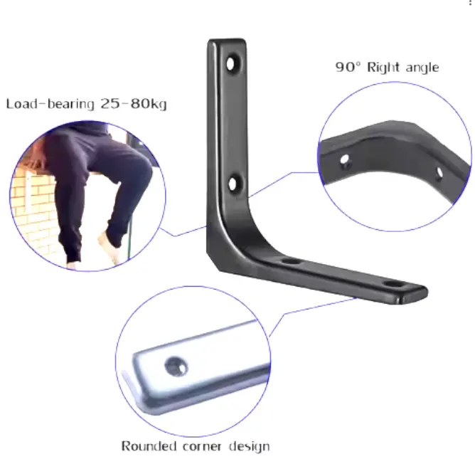 Soporte o escuadras de estante flotante de alta resistencia Soporte de estante de metal negro Estante colgante de pared Soporte plegable
 | 8 Pulgadas