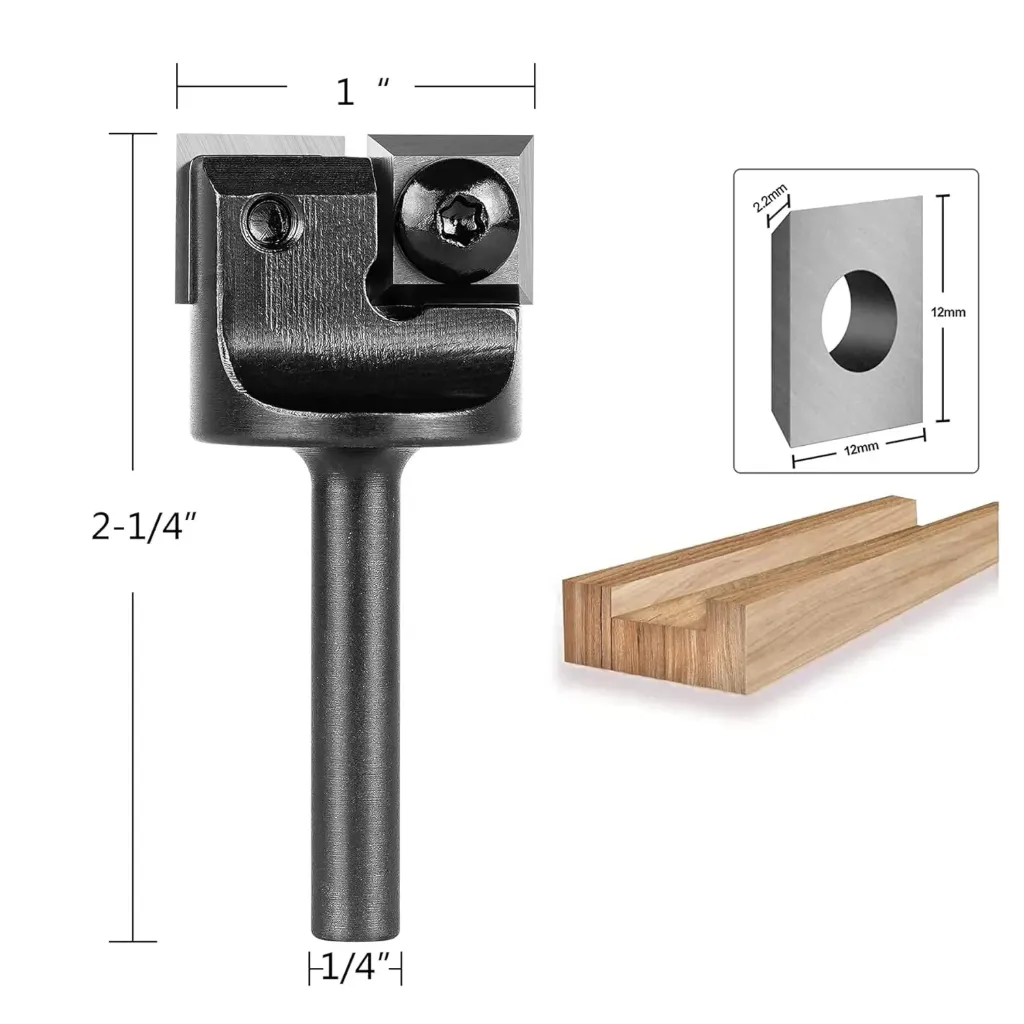 [A2102] Fresa Niveladora para Router 2 Alas con Insertos de Carburo – Ø 1” (25,4 mm) | Vástago 1/4” | Grado Industrial –|Limpiafondos Ref:P127