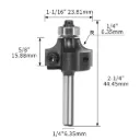 Fresa de Redondeo (Round Over) con Rodamiento e Inserto de Carburo – Radio 1/4” (R6,35 mm) | Vástago 1/4” | Grado Industrial Ref:P129