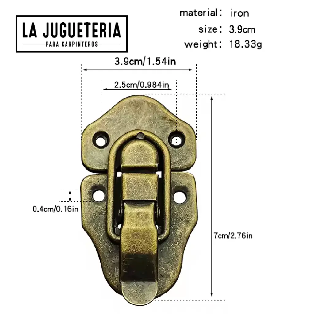 [A2120] Hebillas Cierre color Bronce de lengua de pato y equipaje de hierro para joyero de madera