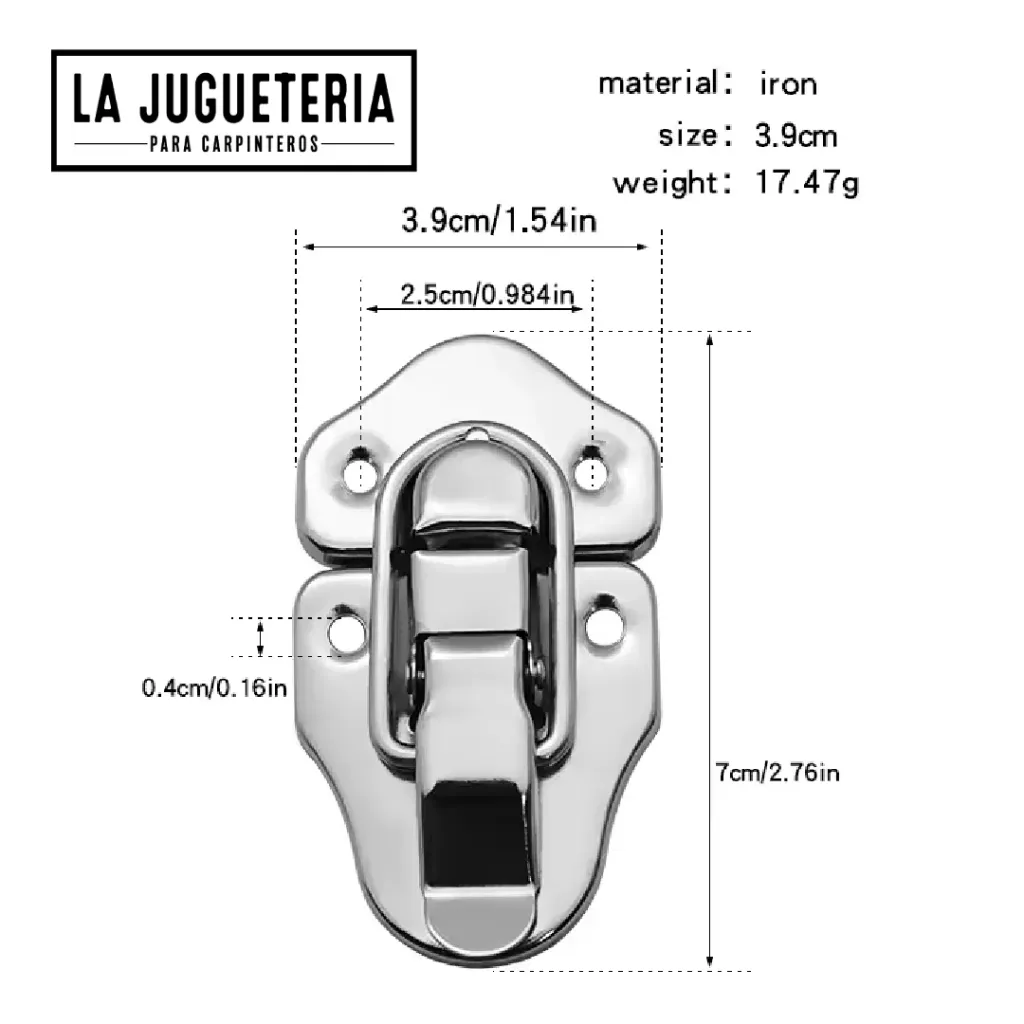 [A2121] Hebillas Cierre color Plata lengua de pato y equipaje de hierro para joyero de madera