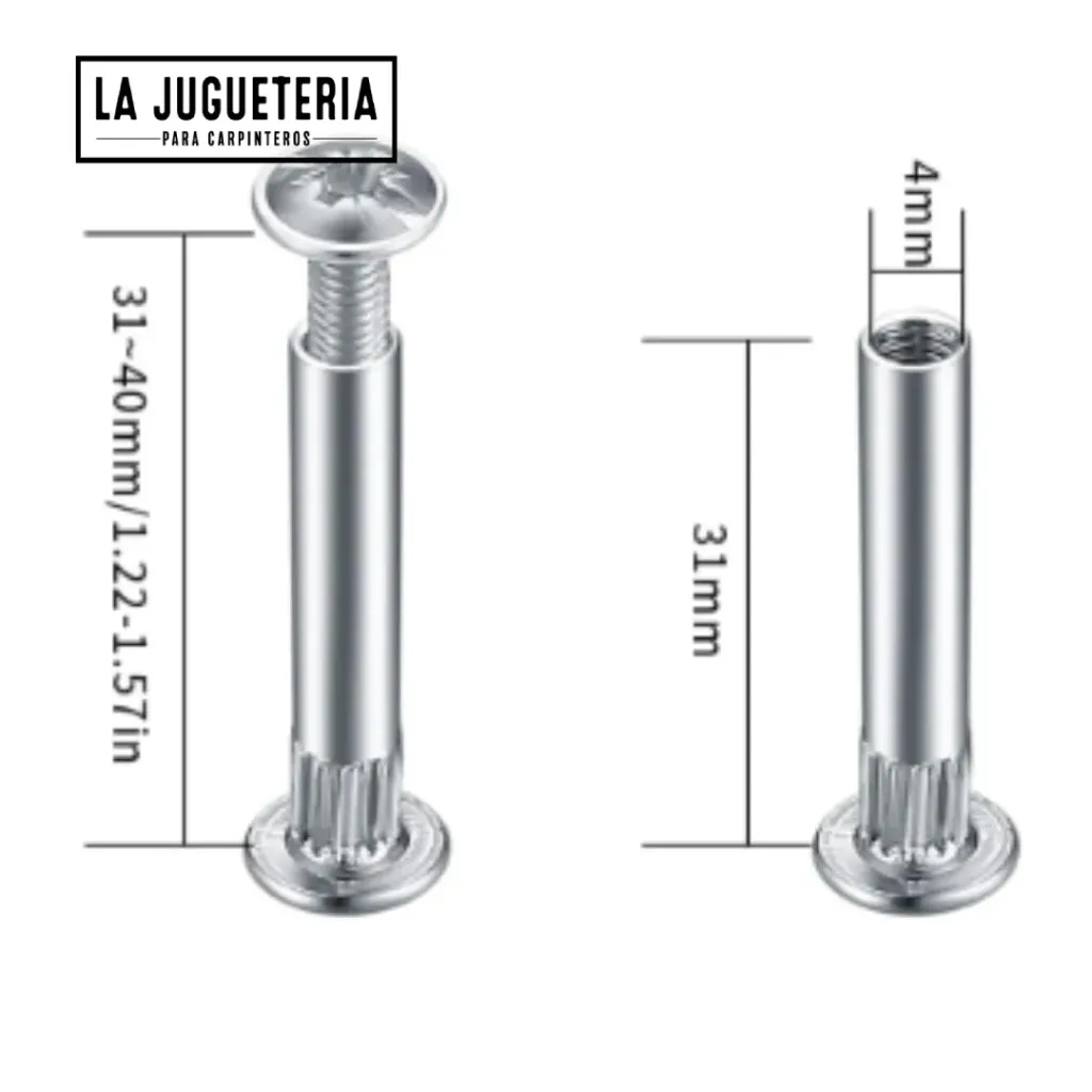 [A2146] Tornillos de Fijación Unión para Muebles (M4 x 31-40mm)