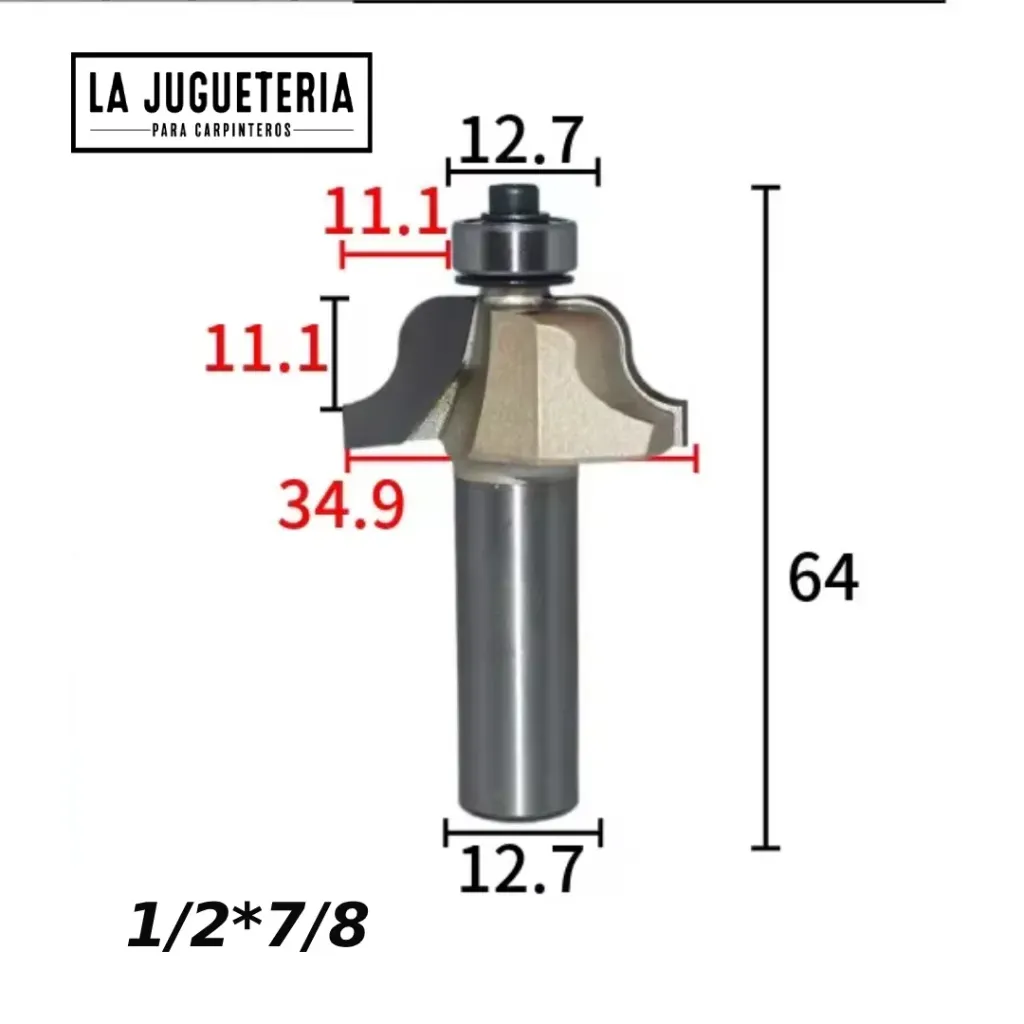 [A2165] Fresa Router Ogee Romano con Rodamiento - Vástago 1/2"*7/8 para Molduras Decorativas Ref: G132