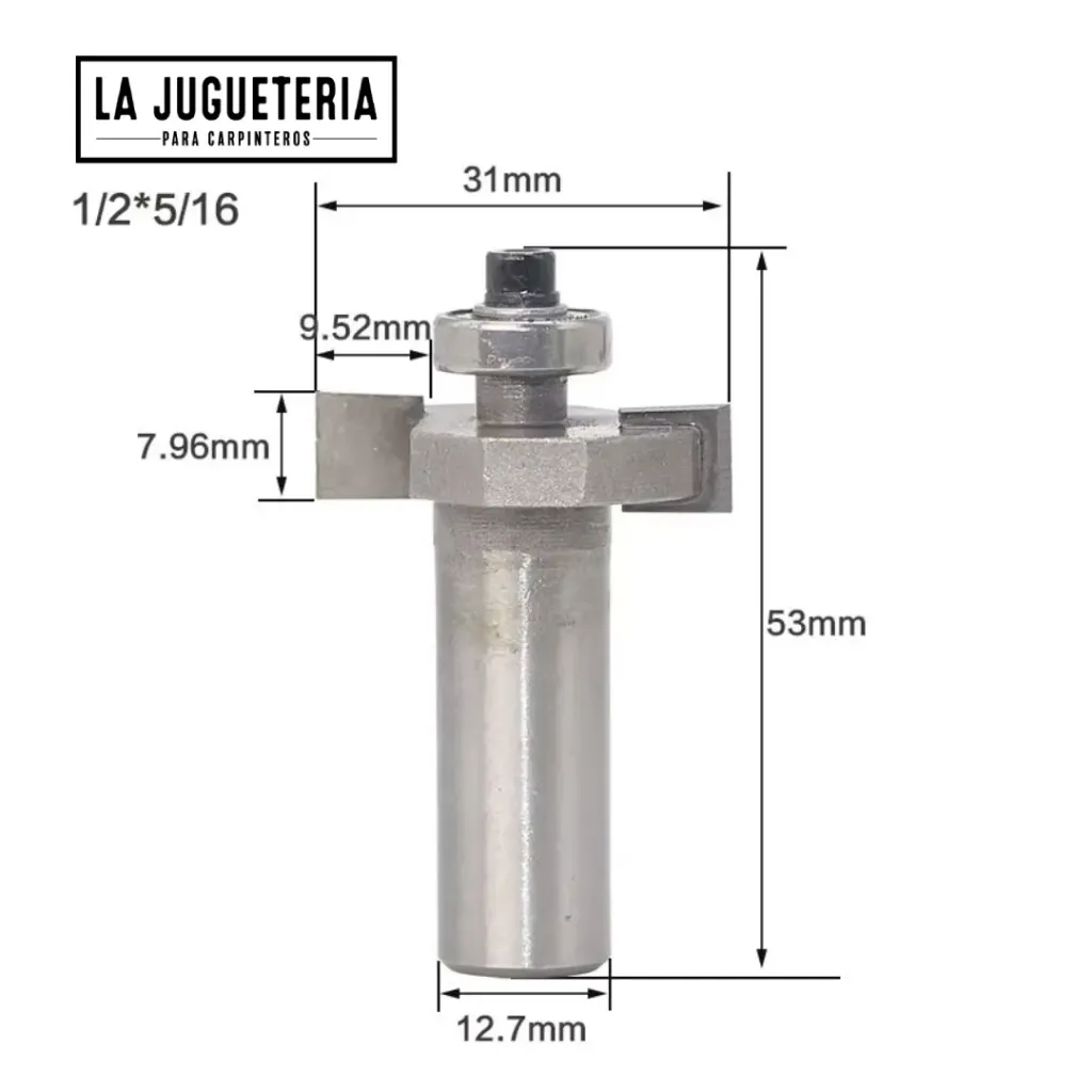 [A2168] Fresa para Ranurar en T con Rodamiento - 1/2" x 5/16" Ref: G135