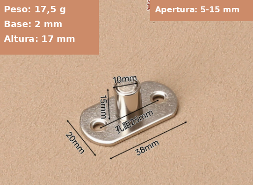[A2188] Guía de Suelo Pivotante para Puerta Granero - Reforzada 17,5g - Inox + Nylon - Apertura 5-15mm