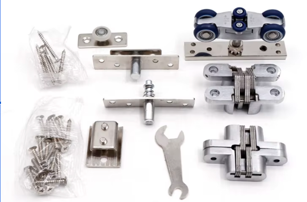 [A2190] Kit Completo de Herrajes para Puerta Plegable Bifold - Carros + Bisagras Invisibles + Tornillería + Llave