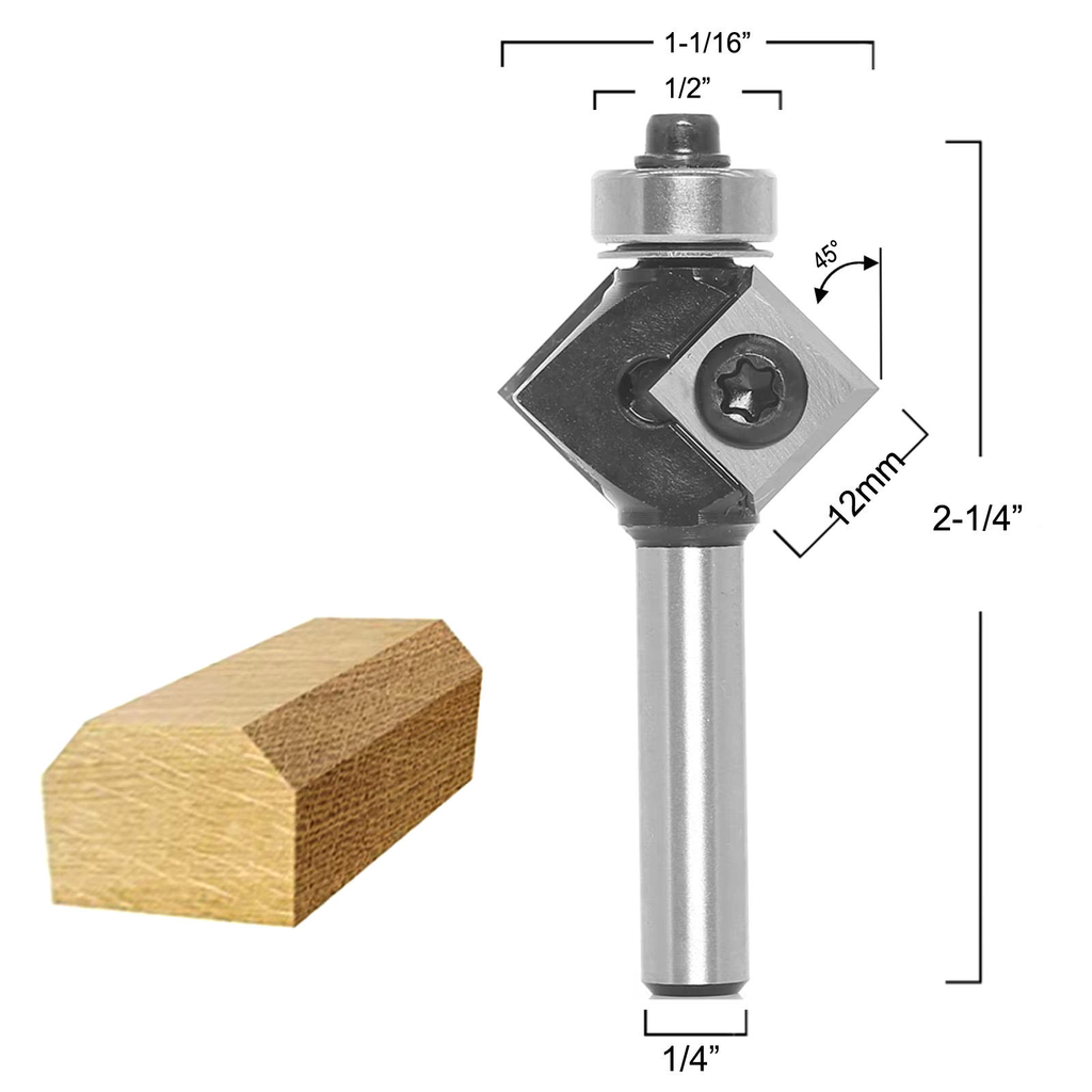 [A2216] Fresa de Bisel 45° con Rodamiento Inferior – Vástago 1/4" – Table-Saw Ref: P139