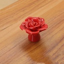 Pomo / tirador cerámico. 40 mm × 34 mm. Modelo: Rosa roja