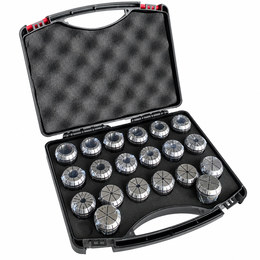 [A2410] 20 piezas, Kit de pinzas de diámetro recto ER32, 0.5 mm - 20 mm en caja plástica.