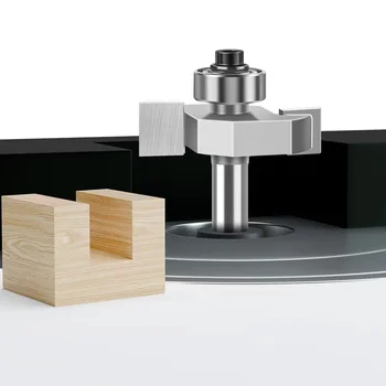 [A2417] Fresa de ranurado en T (T-slot)  carburo YG8, doble filo con rodamiento — vástago 1/2" x corte 3/8" Ref: G144