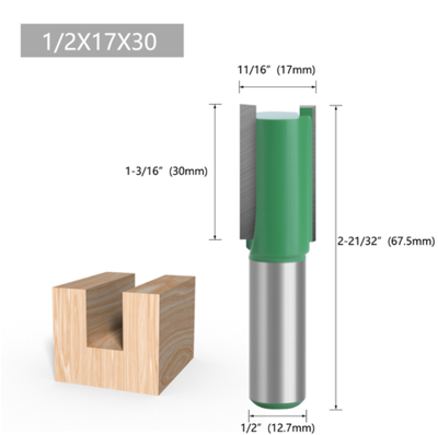 Fresa recta vástago 1/4", Ø 17 × 25 mm (Recta 2 filos TCT) Ref: P145