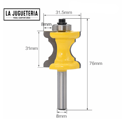 [A335] Fresa de corte lateral cóncavo tipo "Bullnose".  Vástago 1/4". Ref.P22