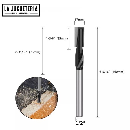 [A388] Fresa para ranurar cajas de puertas tipo escoplo. Vástago 1/2". Ref.G22