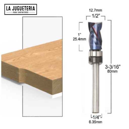 [A341] Fresa de corte recto 25 mm de compresión de carburo sólido y revestimiento NACo , copiadora TK1050. Vástago de 1/4". Ref.P33