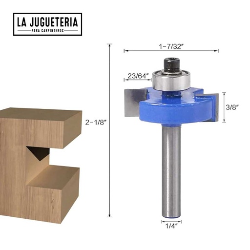 [258] Fresa rebajadora corte 3/8".Vástago de 1/4".Ref.P19