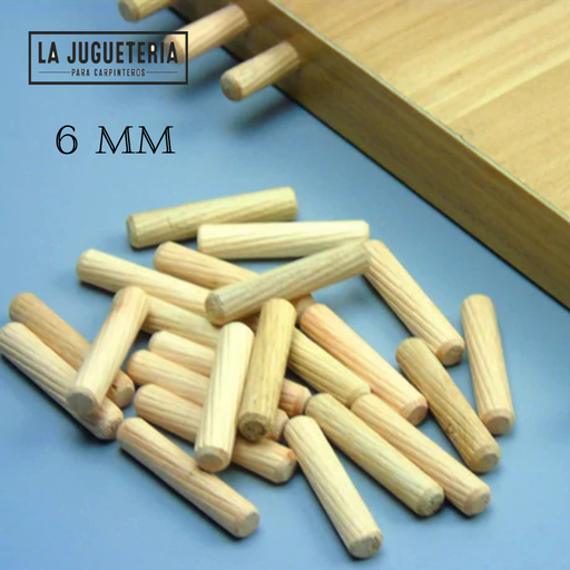 [A722] Tarugos de madera de 6 mm x 30 mm (1/4")- Bolsa de 200 unidades