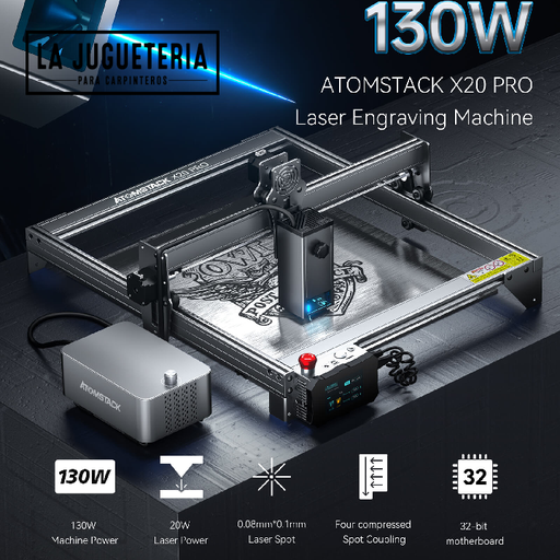 [A015] CNC ATOMSTACK X20 PRO 130W Láser Grabador Diodo 20w Potencia de salida