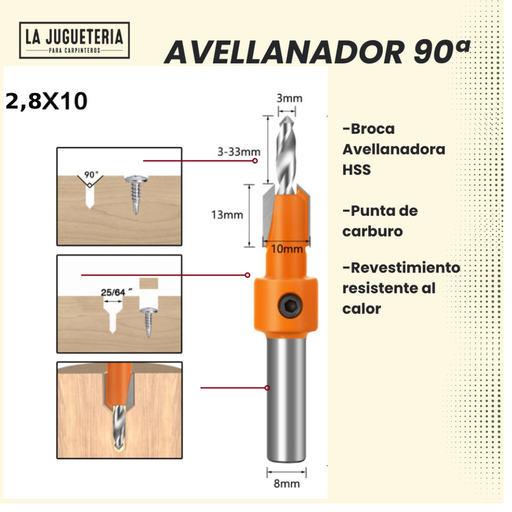 Broca avellanadora 2.8*10 mm