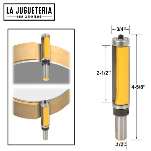 [A351] Fresa de corte recto 63mm, copiadora con 2 rodamientos. Vástago de  1/2". Ref. G20