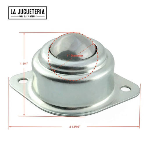 Rodamientos de transferencia de acero endurecido. Rodillos de 1". Capacidad de carga 110 libras.