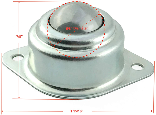 Rodamientos de transferencia de acero endurecido. Rodillos de 5/8". Capacidad de carga 33 libras.(15kg)