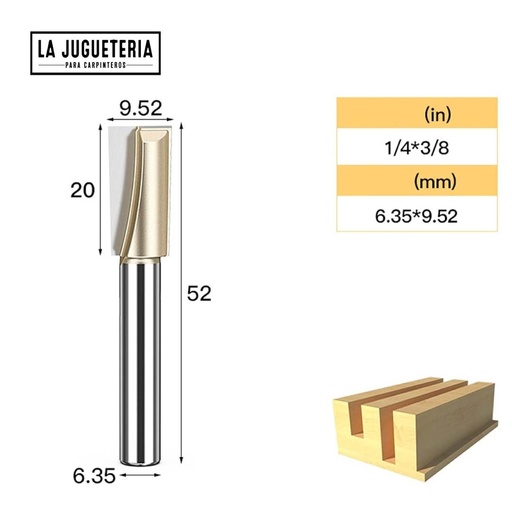 [A371] Fresa niveladora / limpiafondos con corte de 3/8" (9.52 mm) y vástago de 1/4" (6.35 mm). Ref. P40