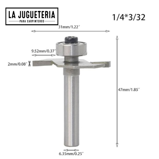 [A324] Fresa 1/4 pulgada lengueta 2mm para manijas sistema Gola Ref:P47
