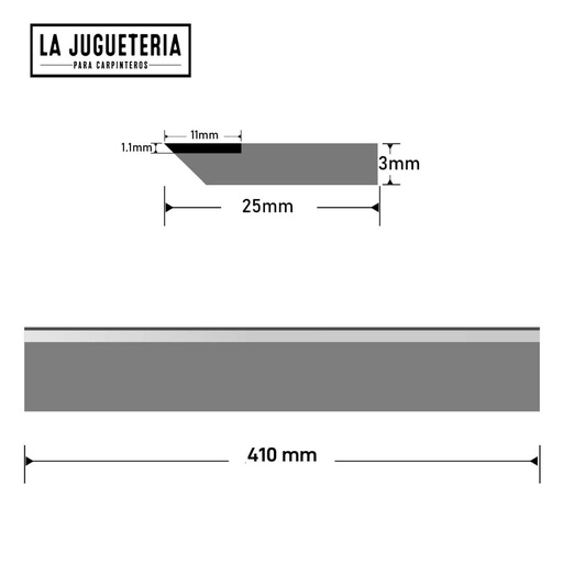 Cuchillas cepilladoras de 16" HSS  calzadas TCT10 Carburo de tugsteno de Diente de Perro  (410x25x3mm) Set de 3 hojas Apto para: Jet JWP16 SEDGWICK CP1 y CP3 PLANER,AXMINSTER APPT 410MM PLANER SEDGWICK CP1 y CP3 PLANER