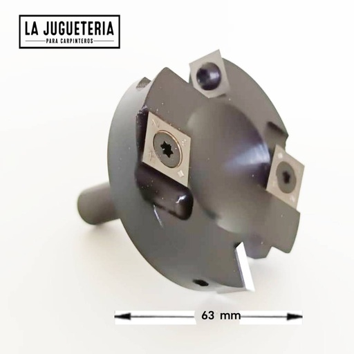 [A376] Fresa niveladora industrial limpiafondos con insertos de carburo D63.5*d12.7*H63*2+2T. Vástago 1/2". Ref. G53