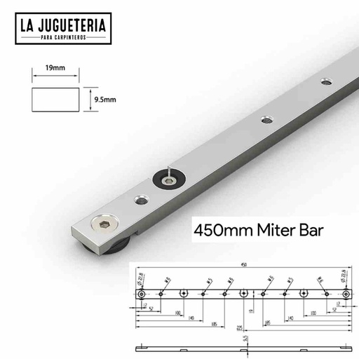 [A464] Guía deslizante 45 cm para T-track  