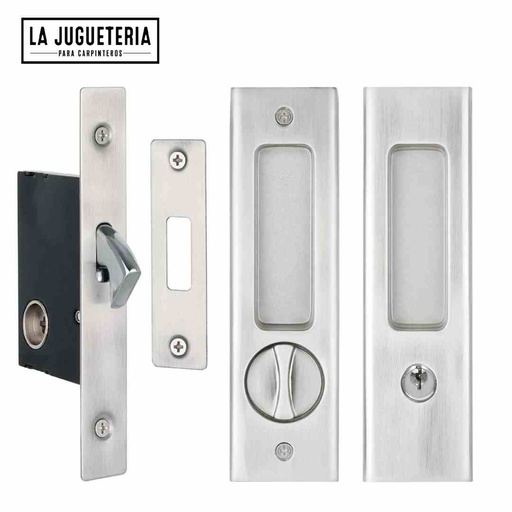 [A171] Cerradura de Bolsillo con Llave para Puerta Corrediza , llavín- Ajustable para Puertas de Madera de 35 mm a 45 mm