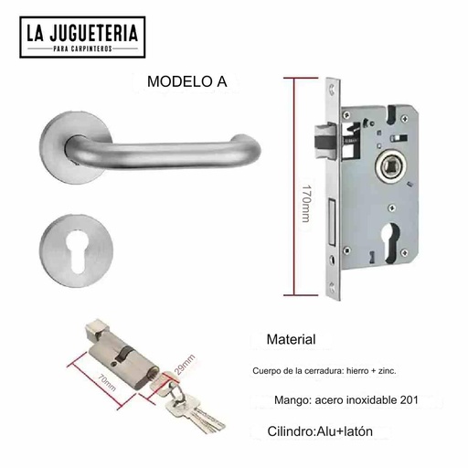 [A213] Conjunto de Cerradura de Puerta de Acero Inoxidable 304: Modelo Moldavia