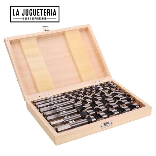 [A487] Juego de 8 brocas helicoidales para madera, 230 mm, 6/8/10/12/14/16/18/20mm