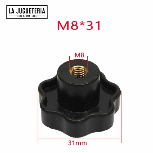 [A550] Perilla de sujeción tipo tuerca estrella M8  cerrada  Paquete 5 pcs  