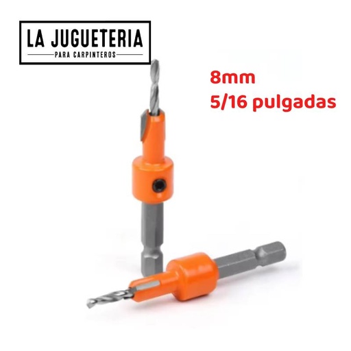 [A805] Broca avellanadora cuello de 8 mm, Ángulos 45º y 90º - Toma Rápida 1/4"