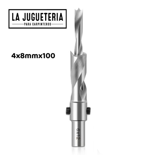 [A808] Broca Avellanadora Ajustable 4 x 8 x 100 mm para Madera HSS