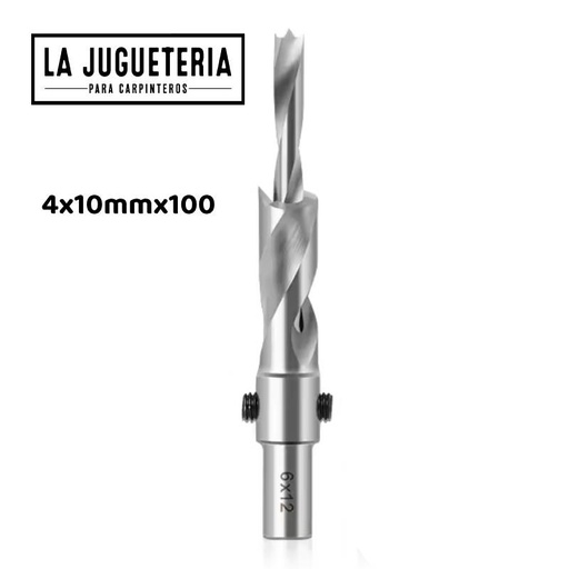 [A807] Broca Avellanadora Ajustable 4 x 10 x 100 mm para Madera HSS 
