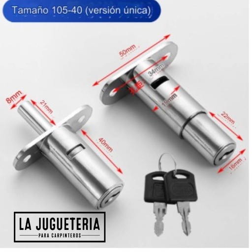 [A797] Cerradura de émbolo para armario de escritorio con cajón, cilindro de 3/4 pulgadas de diámetro de cilindro de 1-1/2 pulgadas de longitud, acabado cromado de aleación de zinc, con llave igual