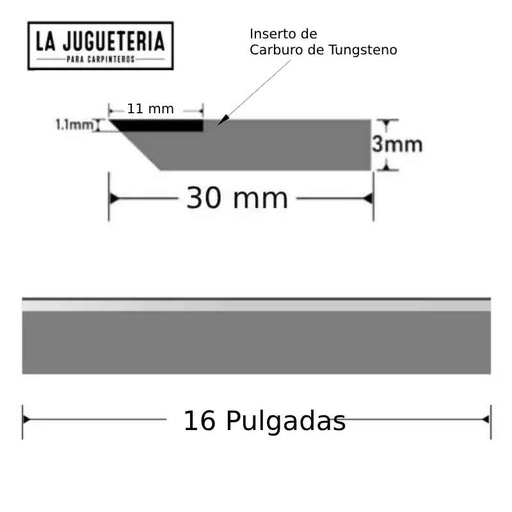 [A983] Cuchillas TCT Calzadas para Cepilladoras y canteadoras (Juegos de 3 hojas) 16" Pulgadas x30x3