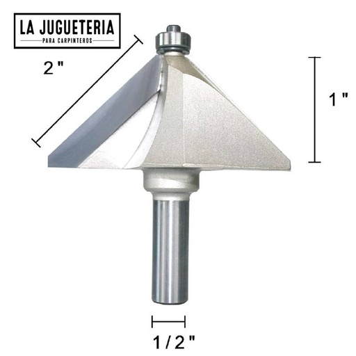 [A914] Fresa de chaflán de 45 grados de 1/2 pulgada de vástago de 2 pulgadas de longitud de corte de aproximadamente 1 pulgada de altura de corte Ref:G63