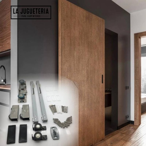 [A1102] Sistema de Puerta corredera de madera oculta ó invisible para puerta de 1,2 mts