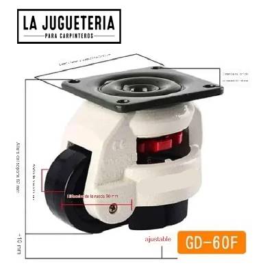 [A1097] Ruedas niveladoras Giratoria Gd60F con Freno y Soporte, 250kg 